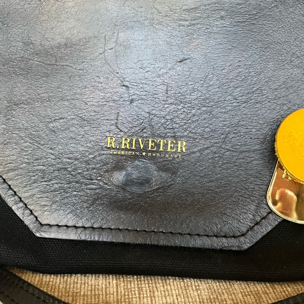R. Riveter Patton Signature Black Canvas and Black Leather Crossbody - Picture 2 of 9